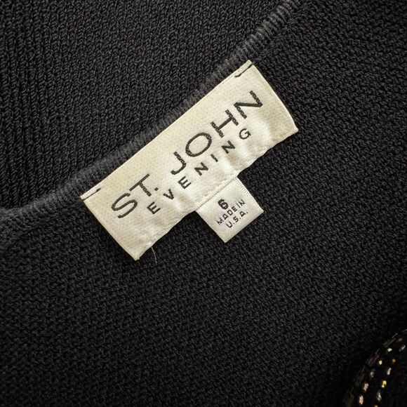 St. John Evening Embellished Black Dress with Necklace Size 6 - Picture 8 of 8